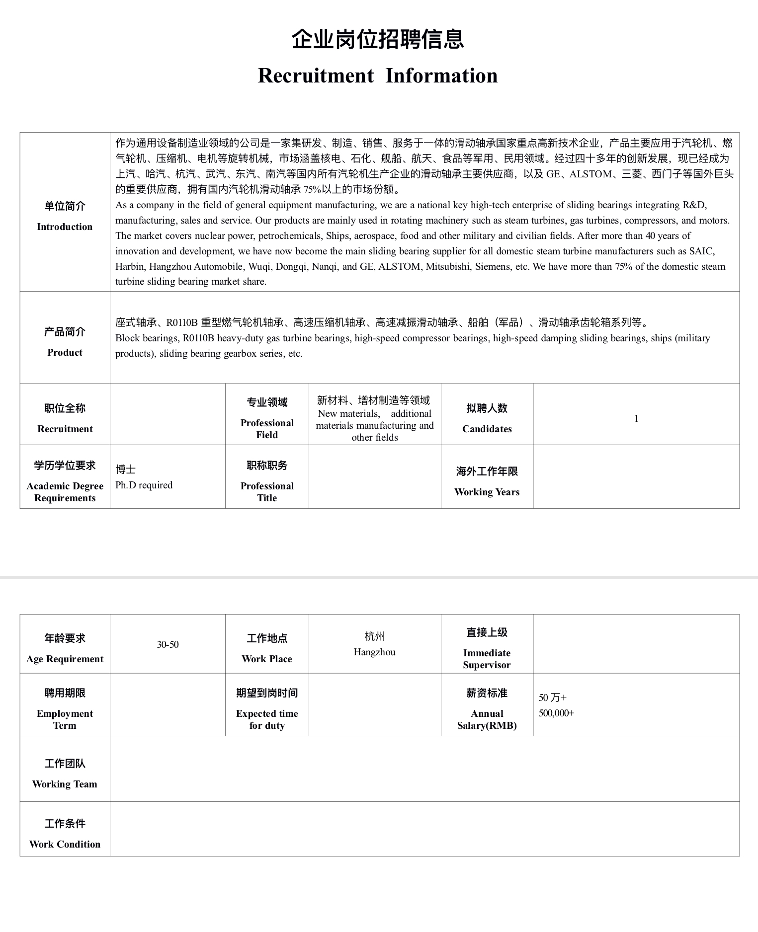 年薪50万！这家企业正在招人